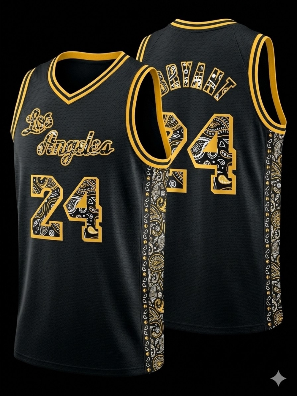 Kobe Bryant Embroidered Paisley & Bandana Style Jersey with Stitching NEW!!